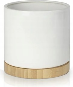 Kerámia kaspó fényes Boho fehér virágtartó szett állvánnyal 19 cm