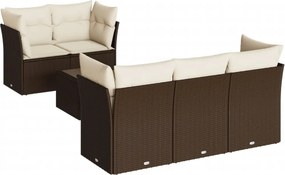 vidaXL 7 részes barna polyrattan kerti ülőgarnitúra párnákkal