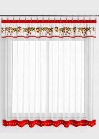 Kész karácsonyi függöny 300x140cm Piros lombikok