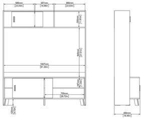 Fehér-natúr színű nappali bútor szett tölgyfa dekorral 159x181x48 cm Ikast – Tvilum