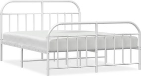 vidaXL fehér fém ágykeret fej- és lábtámlával 140 x 190 cm