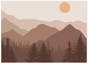 Üveg kép - Barna hegyek N⁰1 (70x50 cm)