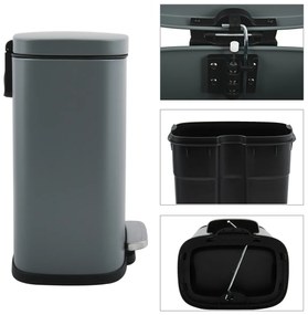 Spirella Soft-close Akira pedálos hulladékgyűjtő 12 l, matt szürke, 12 l