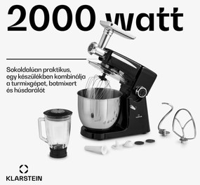 Klarstein Renata Rossa, konyhai robotgép, 3 az 1-ben 2000 W/2,7 PS, 10 L, rozsdamentes acél, BPA-mentes