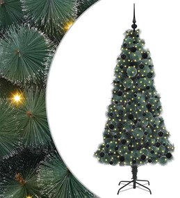 Műfenyő világítással gömb készlettel állvánnyal Zöld 180 cm PET