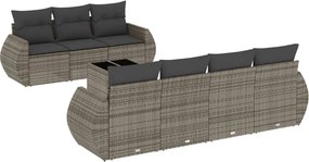 vidaXL 8 részes szürke polyrattan kerti ülőgarnitúra párnákkal