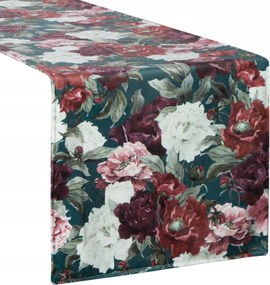 Virágmintás asztali futó VELVET/2 35x140cm zöld