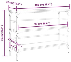 fekete szerelt fa tálalóasztal 100x32x75 cm