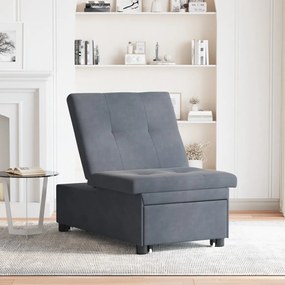 Sofa ágy 3 az 1-ben kihúzható dizájn sötétszürke bársony