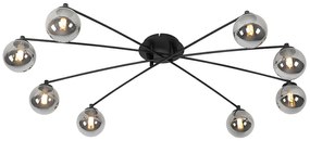 Modern mennyezeti lámpa fekete 8-as füstüveggel - Athén