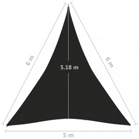 fekete HDPE napvitorla 160 g/m² 5 x 6 x 6 m