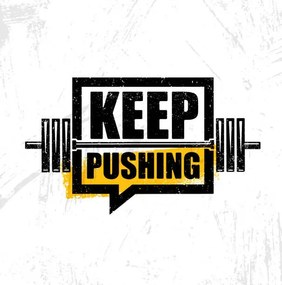 Illusztráció Keep Pushing. Inspiring Workout and Fitness, subtropica