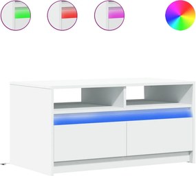 vidaXL fehér szerelt fa dohányzóasztal LED-lámpákkal