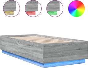 vidaXL sonoma tölgyszínű szerelt fa ágykeret LED-del 100 x 200 cm