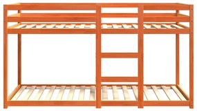 viaszbarna tömör fenyőfa emeletes ágy 90x200 cm