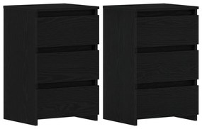 Éjjeli szekrény 2 db Fekete Tölgy 40x35x62,5 cm Műanyag