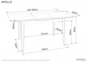 Apollo bővíthető étkezőasztal 120-160cm