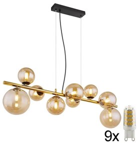 Globo 56135-9H - LED Csillár zsinóron RIHA 9xG9/3W/230V sárgaréz 56135-9H