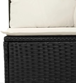 9 darabos Kert Sofa Készlet Párnákkal Fekete Poli Rattan Akác