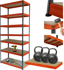 Tárolószekrény fém állvány Helios 270x75x30cm 7Px350kg Tömör