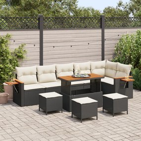 Kerti Kanapé Szett 10 pcs Fekete és krémszínű 110 x 55 x 71 cm