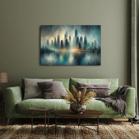 Kép város panorámája ködben