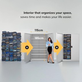 Fém iratszekrény JAN II, 1150 x 185 x 400 mm, szürke