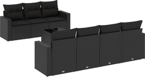 vidaXL 8 részes fekete polyrattan kerti ülőgarnitúra párnákkal