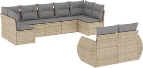vidaXL 9 részes bézs polyrattan kerti ülőgarnitúra párnákkal