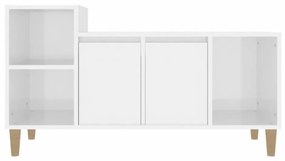 fehér magasfényű szerelt fa TV-szekrény 100x35x55 cm