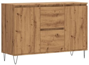 kézműves tölgy színű szerelt fa tálalószekrény 104 x 35 x 70 cm