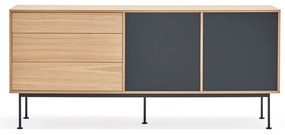 Yoko antracitszürke komód tölgyfa dekorral, szélesség 180 cm - Teulat