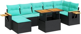 vidaXL 8 részes szürke polyrattan akácfa kerti ülőgarnitúra párnákkal