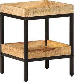 vidaXL Oldal asztal polcokkal Barna 35 x 35 x 45 cm Tömör Mangófát