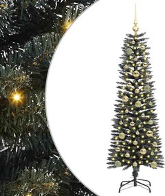 vidaXL Mű karácsonyfa 150 LED-del Zöld 150 cm PVC és Műanyag és Acél