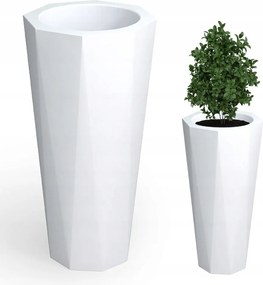 Octavia magas geometrikus virágtartó, 79x39 cm, kertbe és belső térbe, fehér