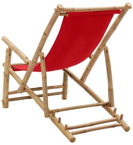 Piros bambusz és vászon nyugágy