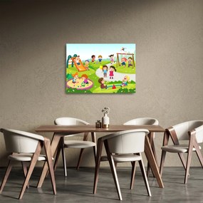 Kép a gyermekek szórakozásáról a homokozóban (üvegen) (70x50 cm)