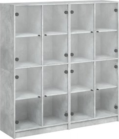 vidaXL betonszürke szerelt fa könyvespolc ajtókkal 136 x 37 x 142 cm