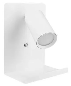 Illumaxx Fali spotlámpa polccal és USB töltővel 1xGU10/35W/230V fehér BEDROOM LIGHT REST WHITE USB