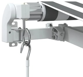 antracitszürke-fehér LED-es kézi napellenző 400 x 350 cm