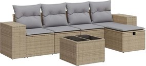 vidaXL 6 részes bézs polyrattan kerti ülőgarnitúra párnával