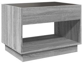 szürke sonoma végtelen hatású LED-es dohányzóasztal 70x50x50 cm