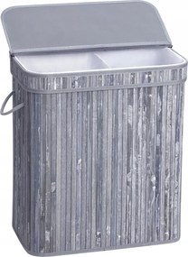 Bambusz Szennyestartó Kosár Játék Tároló Kétrekeszes Fedéllel