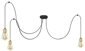 Csillár zsinóron TUBE LONG 3xE27/10W/230V fekete/arany