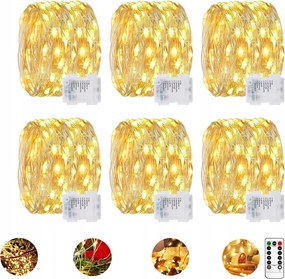 Led Drót Lámpa 5M 50 Lámpa Fehér Meleg Elemes Mikro Lámpa