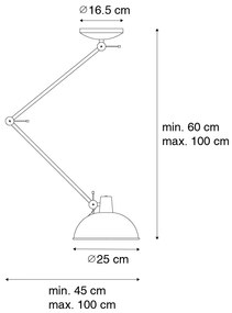 Retro mennyezeti lámpa rózsaszín bronzzal - Milou