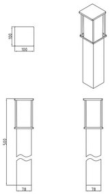 Lámpa Kerti lámpatest KEMI-P 50, E27, MAX.15W, IP44, AC220-240V, 50-60Hz, pole, grafit