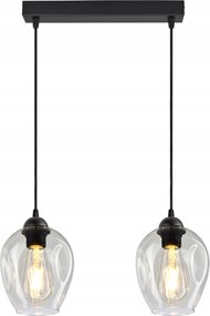 Függő lámpa Csillár Plafon 2 lámpabúra Átlátszó