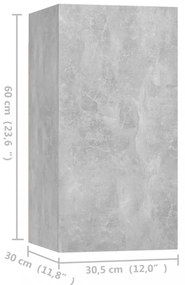 4 db betonszürke szerelt fa TV-szekrény 30,5 x 30 x 60 cm
